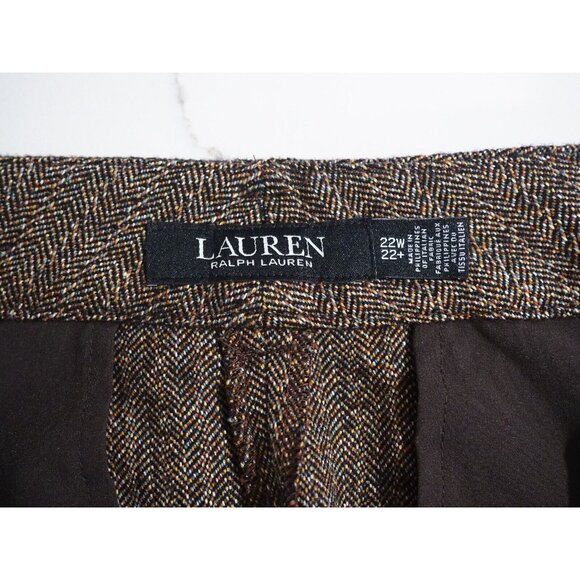 Ralph Lauren Brown Wool Tweed Dress Pants $195, US Plus Size 22W - Picture 7 of 15